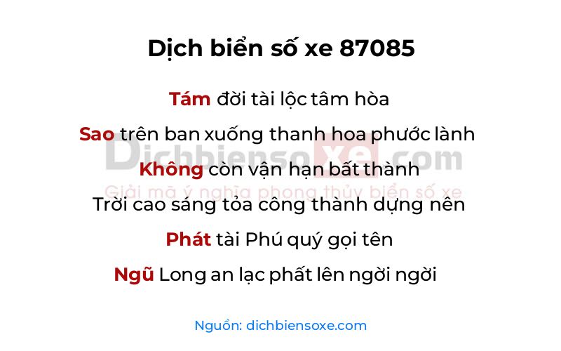 Dịch thơ biển số 87085