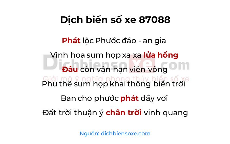 Dịch thơ biển số 87088