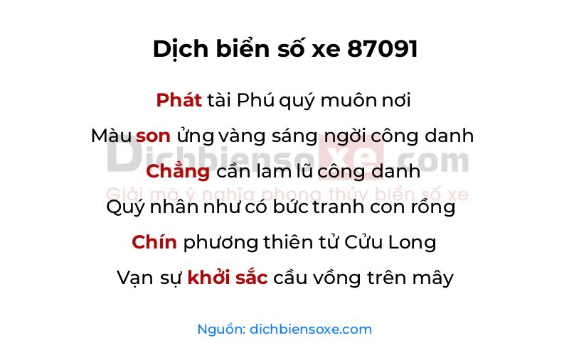 Dịch thơ biển số 87091