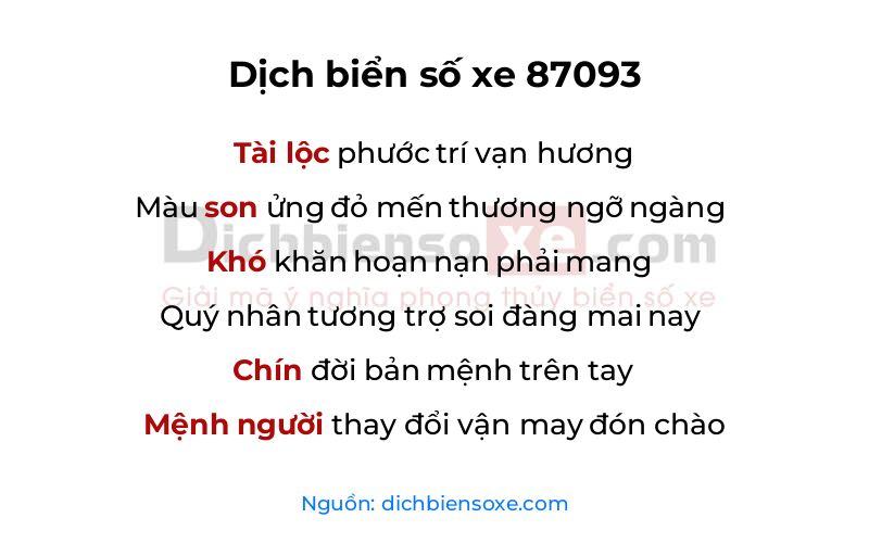 Dịch thơ biển số 87093
