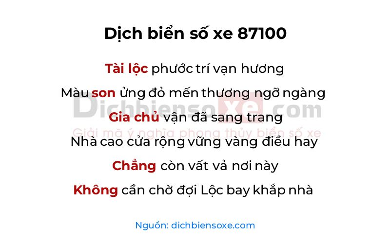 Dịch thơ biển số 87100