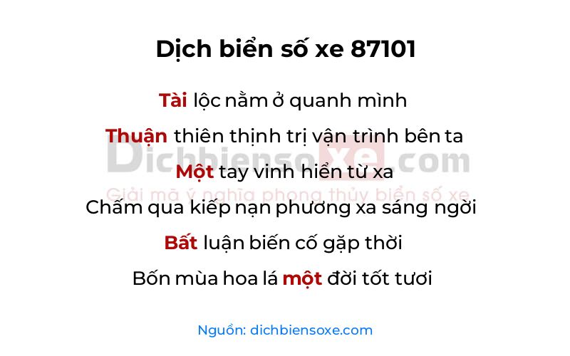 Dịch thơ biển số 87101