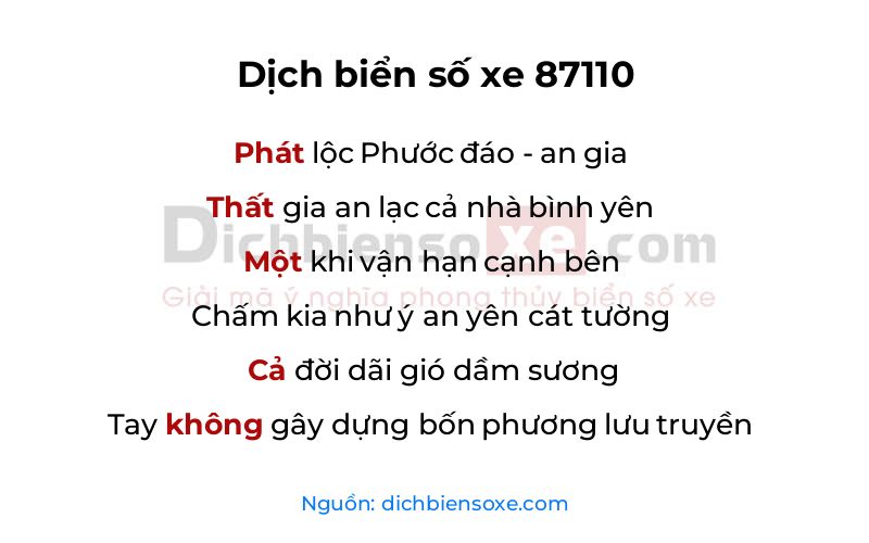 Dịch thơ biển số 87110