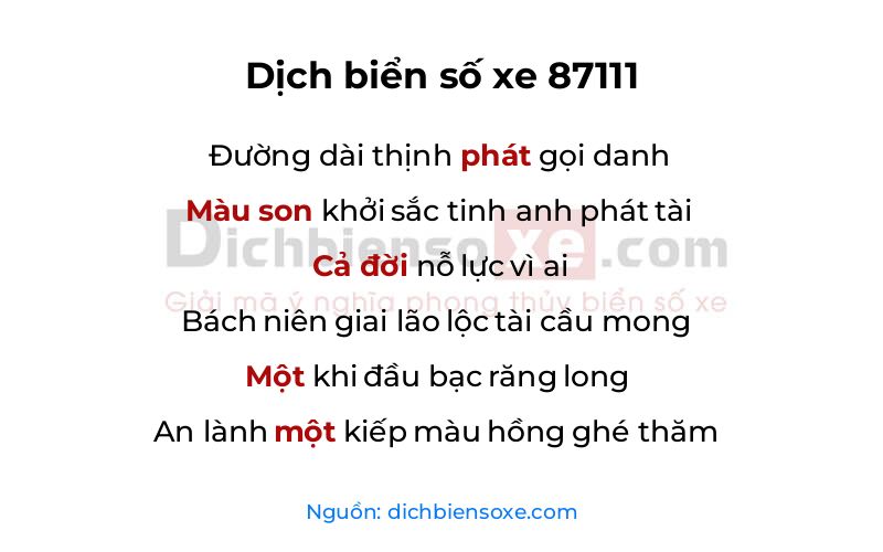 Dịch thơ biển số 87111