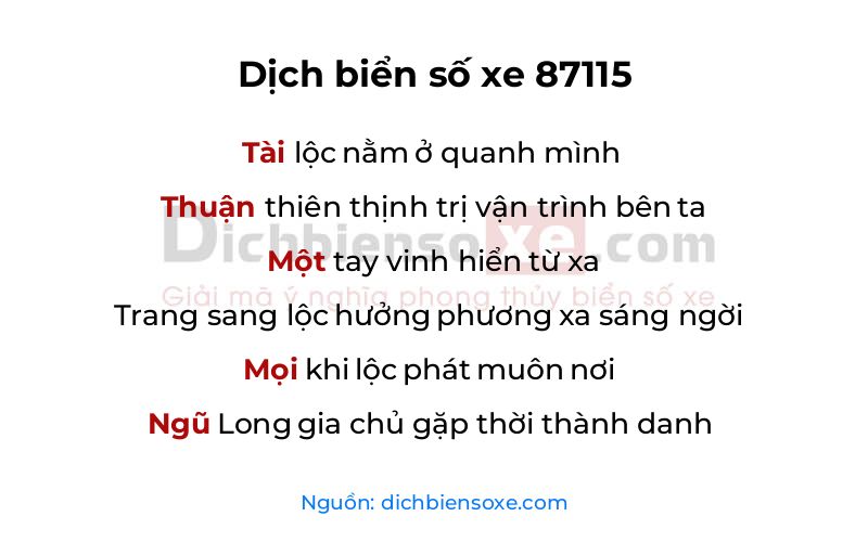 Dịch thơ biển số 87115