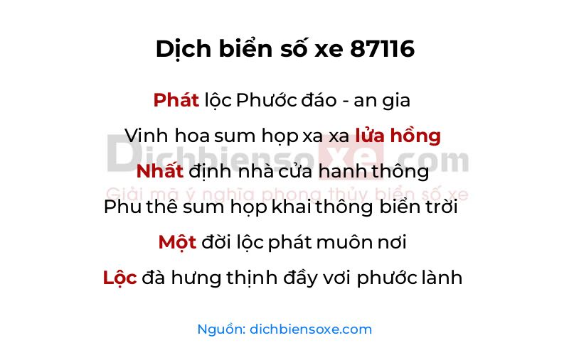 Dịch thơ biển số 87116