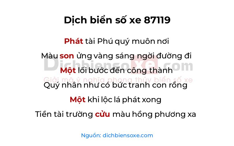 Dịch thơ biển số 87119