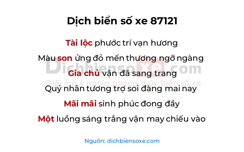 Dịch thơ biển số 87121