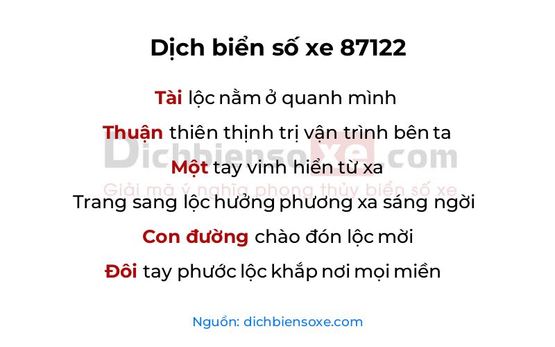 Dịch thơ biển số 87122