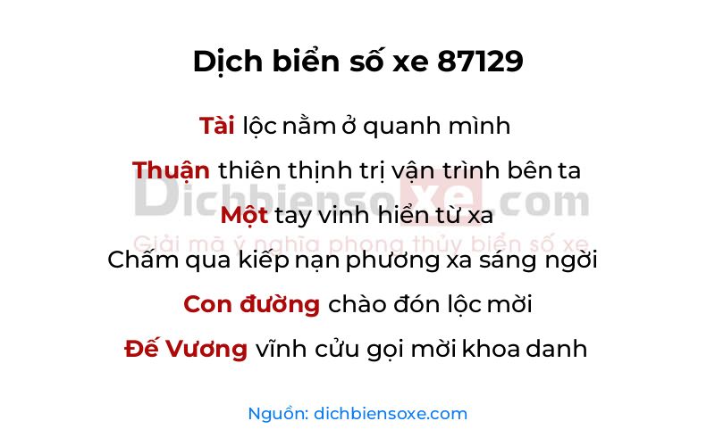 Dịch thơ biển số 87129