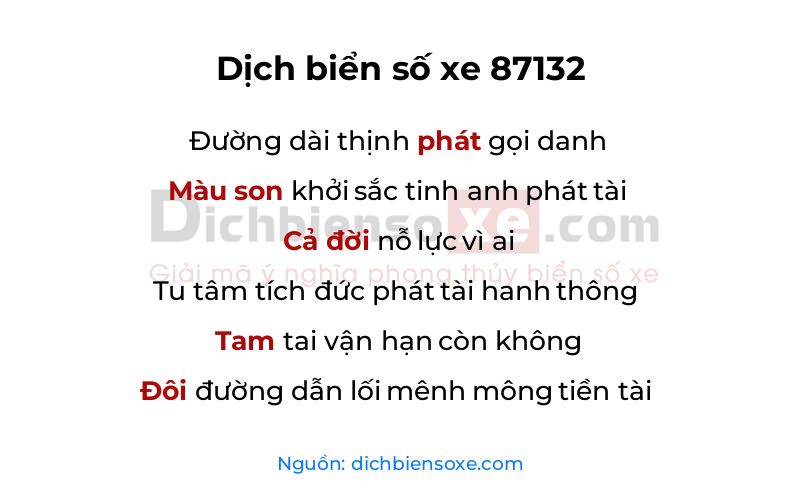 Dịch thơ biển số 87132