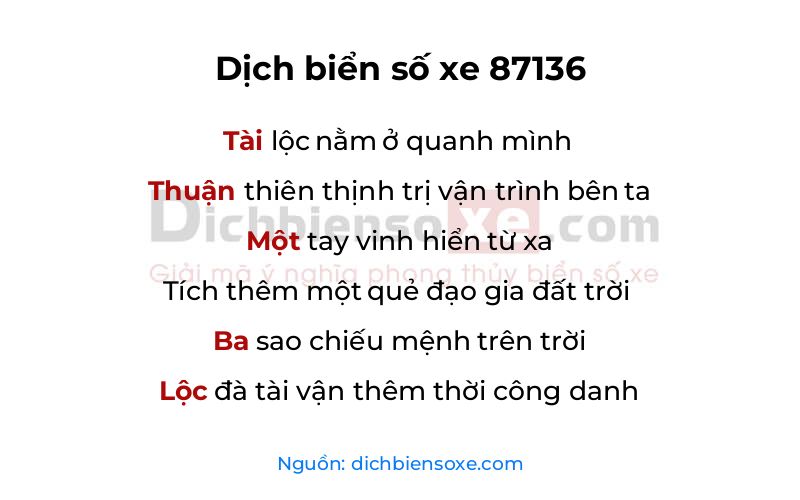 Dịch thơ biển số 87136