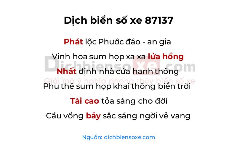 Dịch thơ biển số 87137