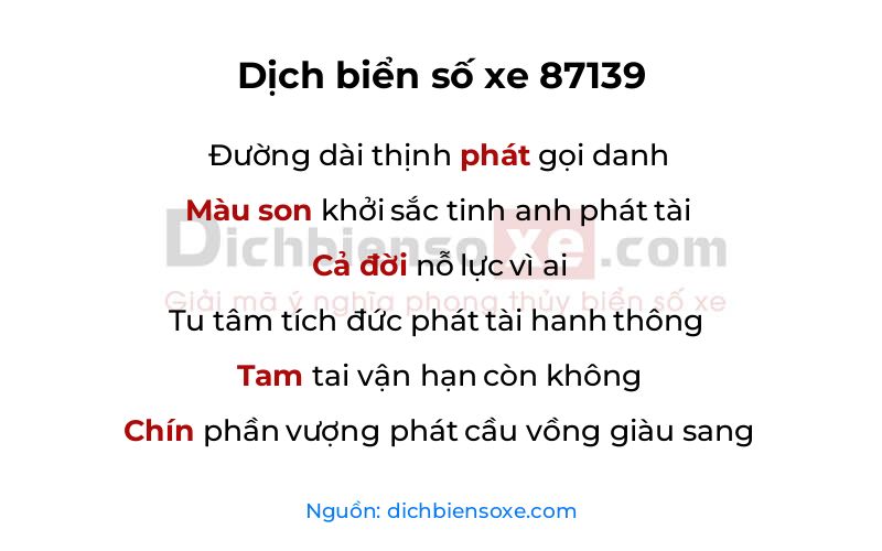 Dịch thơ biển số 87139