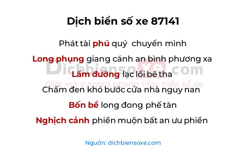 Dịch thơ biển số 87141
