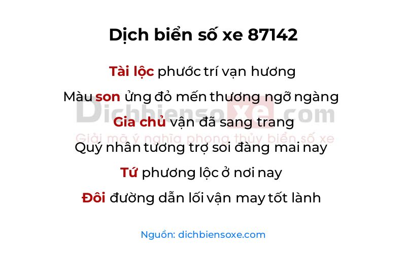 Dịch thơ biển số 87142