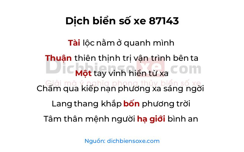 Dịch thơ biển số 87143