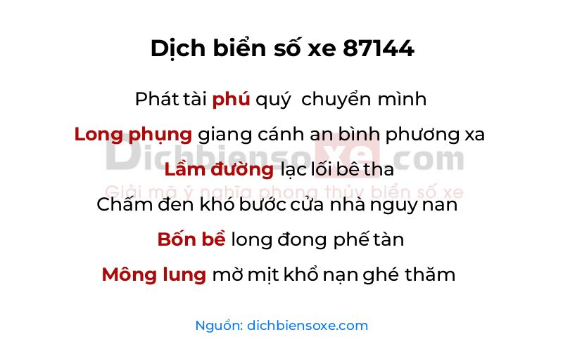 Dịch thơ biển số 87144