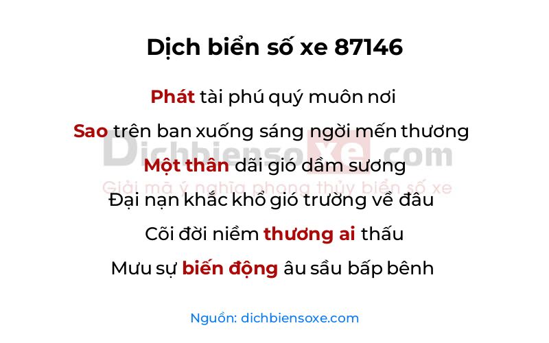 Dịch thơ biển số 87146