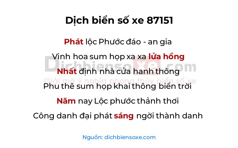 Dịch thơ biển số 87151