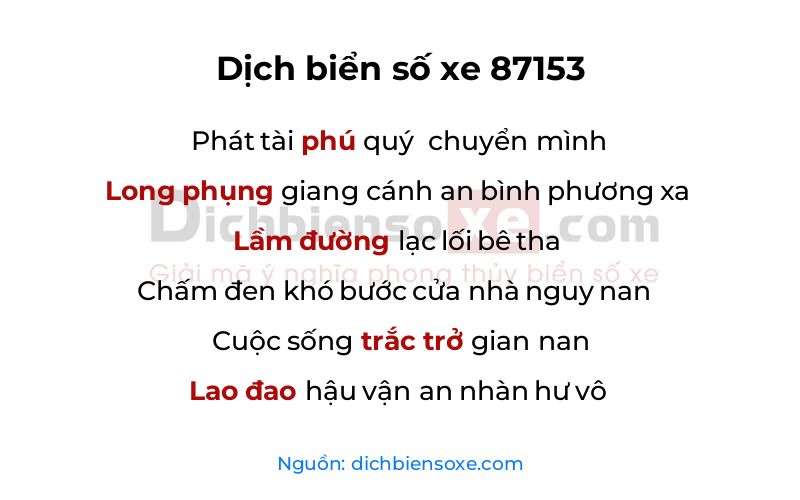 Dịch thơ biển số 87153