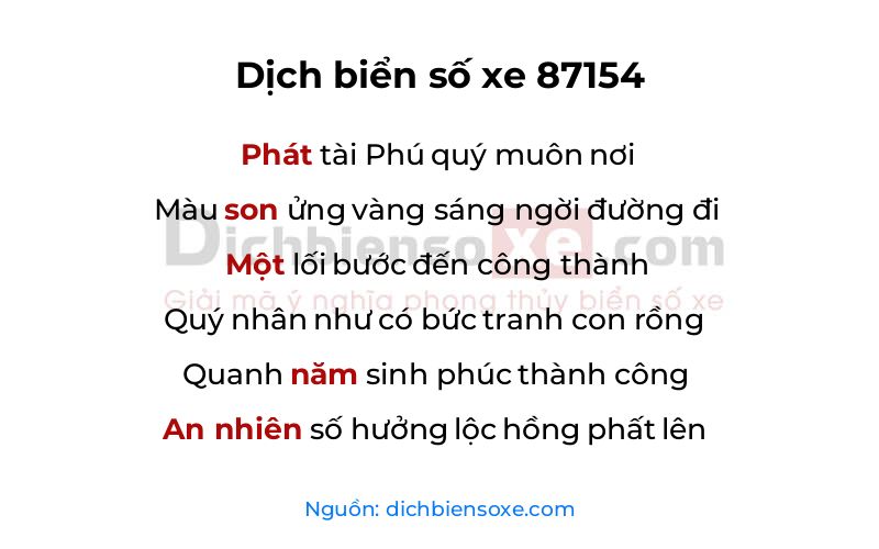 Dịch thơ biển số 87154