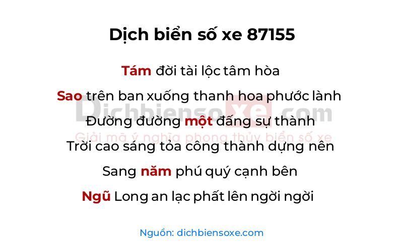 Dịch thơ biển số 87155