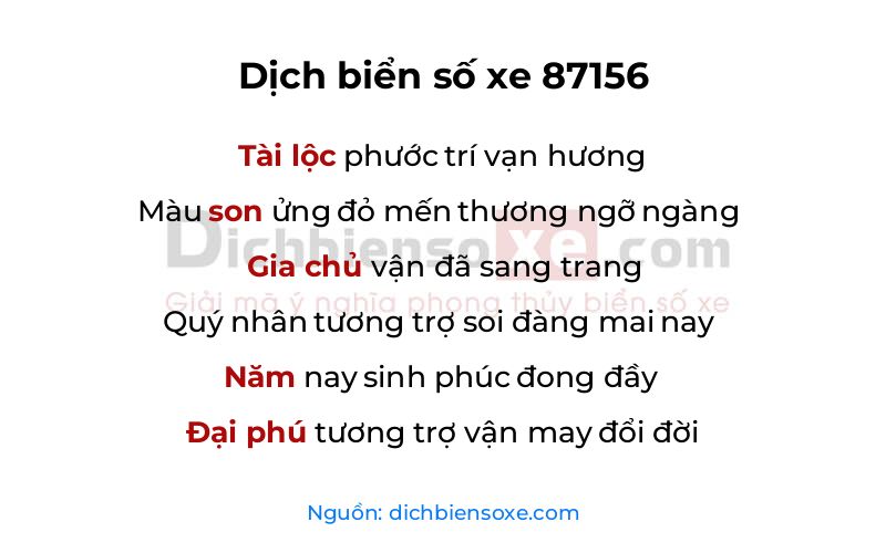 Dịch thơ biển số 87156
