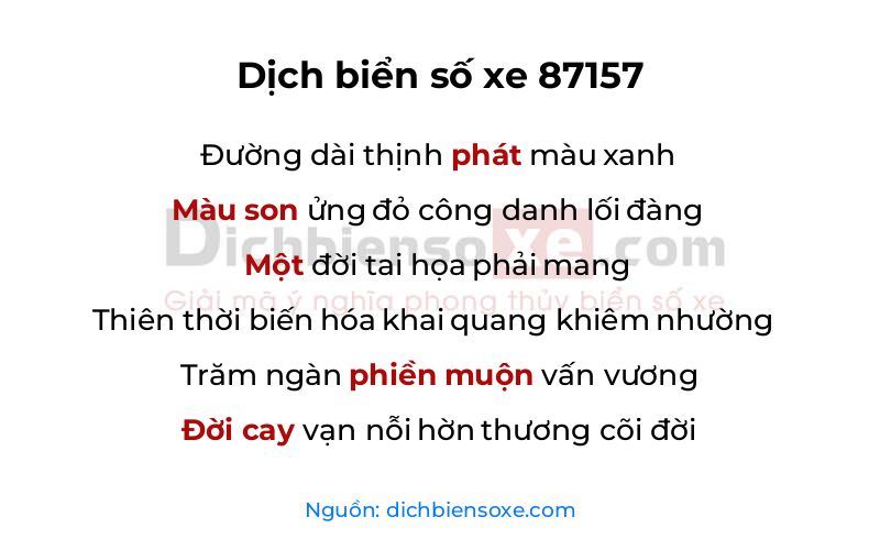 Dịch thơ biển số 87157
