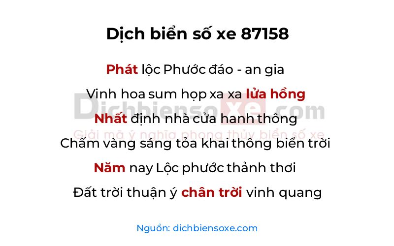 Dịch thơ biển số 87158