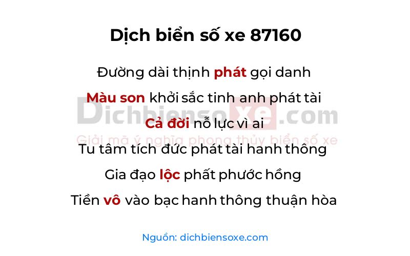 Dịch thơ biển số 87160