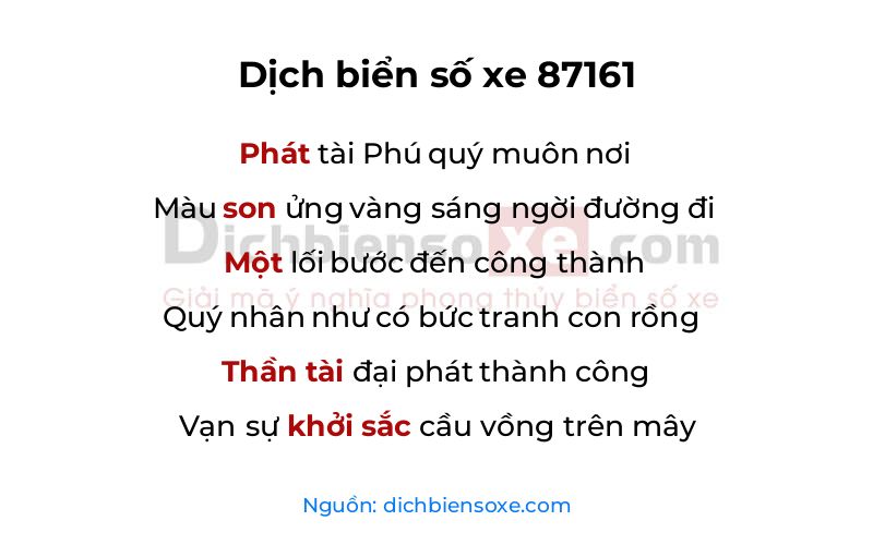 Dịch thơ biển số 87161