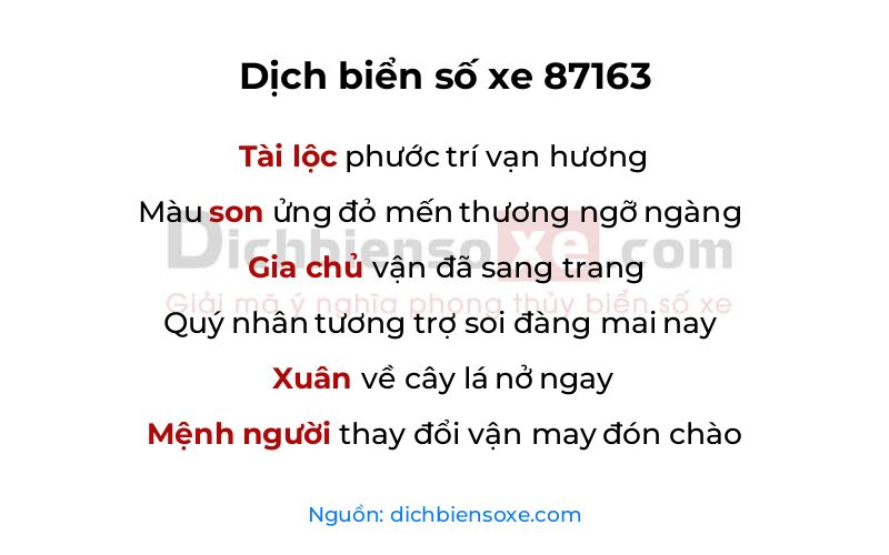 Dịch thơ biển số 87163