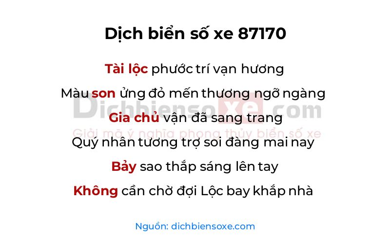 Dịch thơ biển số 87170