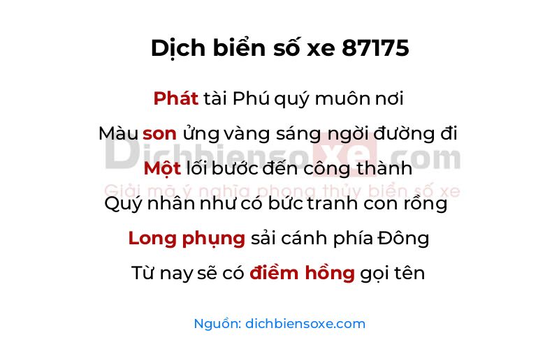 Dịch thơ biển số 87175