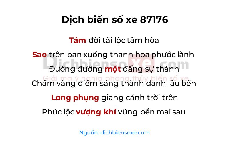 Dịch thơ biển số 87176