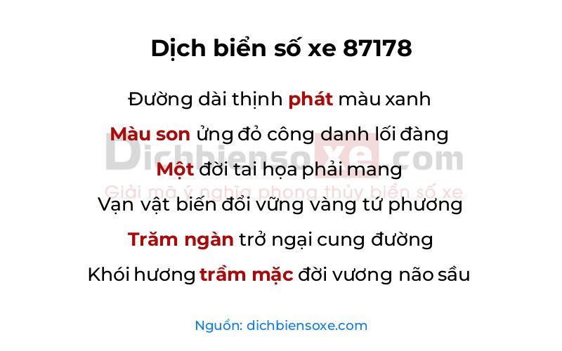 Dịch thơ biển số 87178