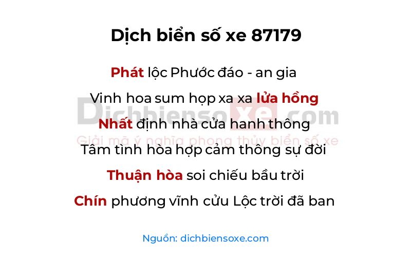 Dịch thơ biển số 87179