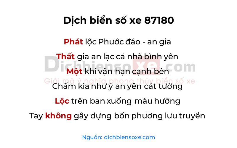 Dịch thơ biển số 87180