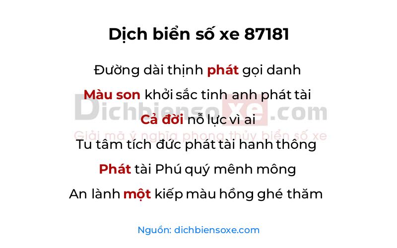 Dịch thơ biển số 87181