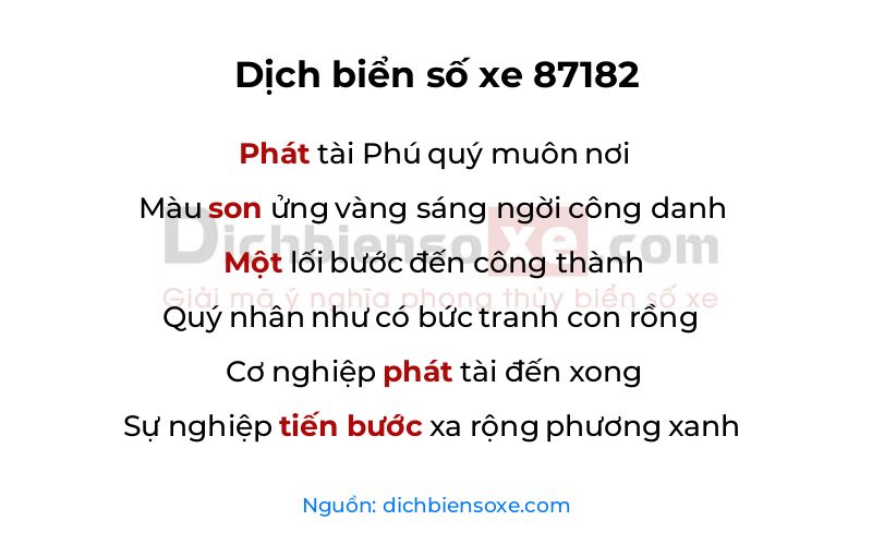 Dịch thơ biển số 87182
