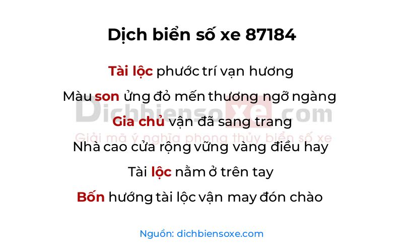 Dịch thơ biển số 87184