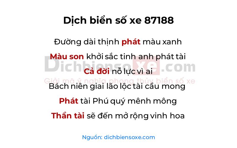 Dịch thơ biển số 87188