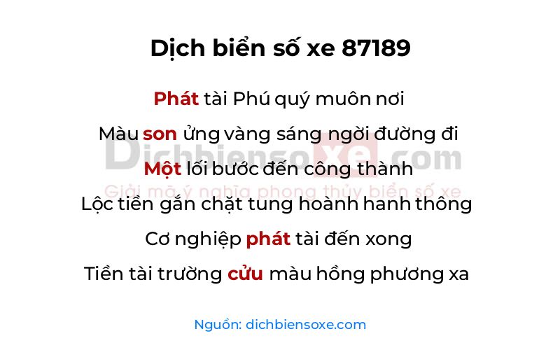 Dịch thơ biển số 87189