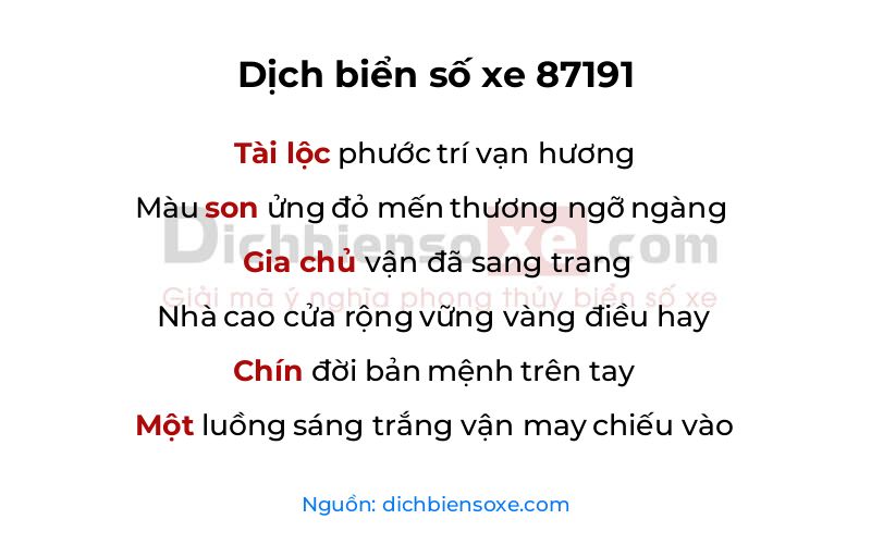 Dịch thơ biển số 87191