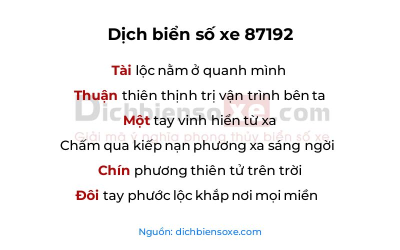Dịch thơ biển số 87192