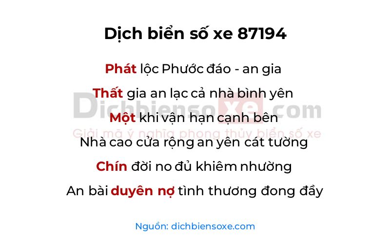 Dịch thơ biển số 87194
