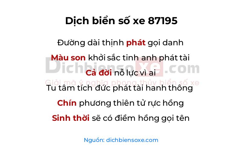 Dịch thơ biển số 87195