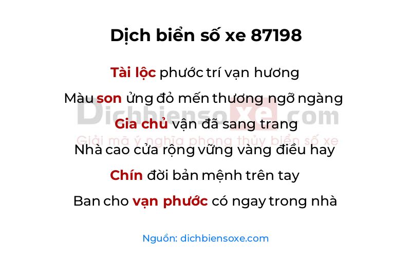 Dịch thơ biển số 87198