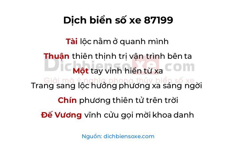 Dịch thơ biển số 87199